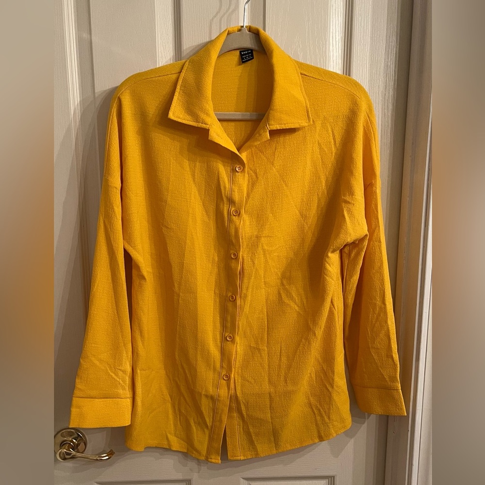 Solid drop shoulder button shirt